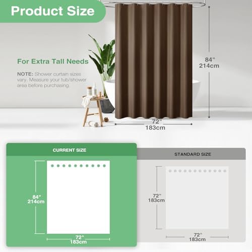 Dynamene Extra Long Waffle Shower Curtain 256 GSM Fabric 72"x84" Brown - Image 3