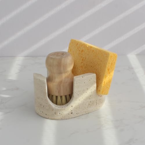Nawgnail Natural Travertine Marble 2-Slot Sponge Holder - Image 4