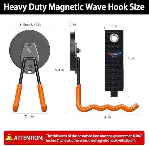 3-H Heavy Duty Magnetic Hooks, Large Magnet Hooks 3.5 inch Base, 2 Pack - Image 2