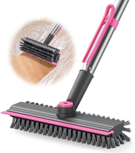 AIR U+ Floor Scrub Brush with Long Handle, 4 in 1 Floor Scrubber & Squeegee by AIRU
