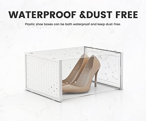 Pinkpum XXL 12 Pack Shoe Storage Box Clear Plastic Stackable Shoe Organizer - Image 5