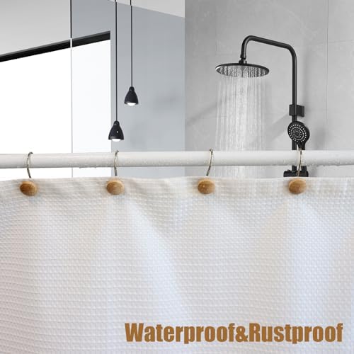 Shower Curtain Hooks, Wood Decorative Shower Curtain Rings, Modern Round Log - Image 5