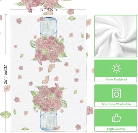 Artoid Mode Pink Hydrangea Vase Butterfly Spring Kitchen Towels Dish Towels - Image 6