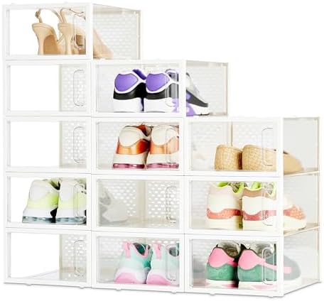 Amazon Basics Stackable and Foldable Clear Shoe Storage Organizer Box by AmazonBasics