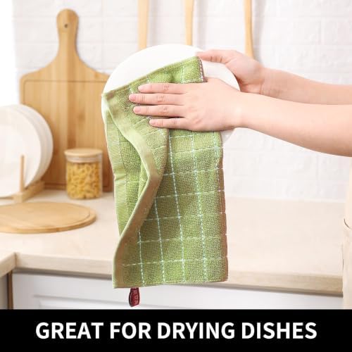 Homaxy 100% Cotton Terry Kitchen Dish Cloths, 8 Pack, Sage Green - Image 5