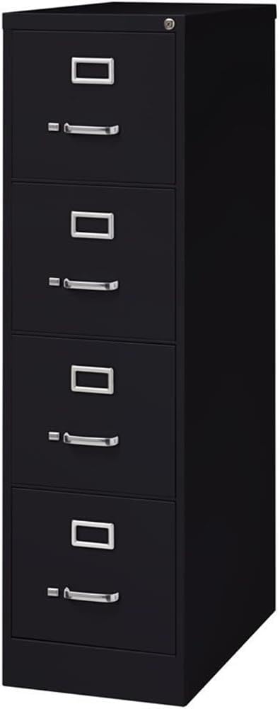 Scranton & Co 26.5" D Metal 4-Drawer Letter Width Vertical Filing Cabinet Black