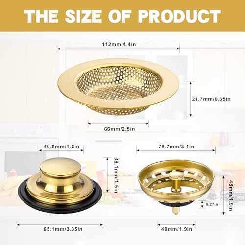 RQYEKDO Kitchen Sink Drain Strainer Stopper Stainless Steel Basket Filter - Image 5
