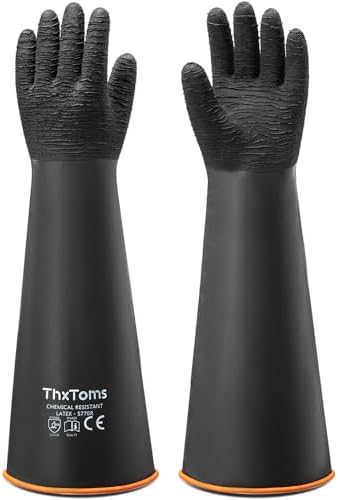 ThxToms Heavy Duty Rubber Gloves, Industrial Chemical Resistant Gloves by ThxToms