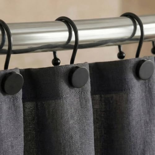 Matte Black Shower Curtain Hooks: Rust Proof Metal Curtain Rings - Image 2