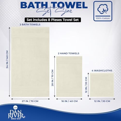 DAN RIVER 8 Piece Luxury Bath Towels - Image 2