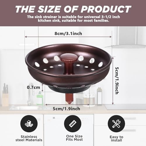 Retisee 2 Pcs Kitchen Sink Stopper Strainer Stainless Steel Drain Strainers - Image 3