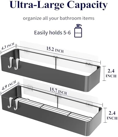 Kitsure Shower Caddy Adhesive, Shower Organizer, Dark Grey - Image 2