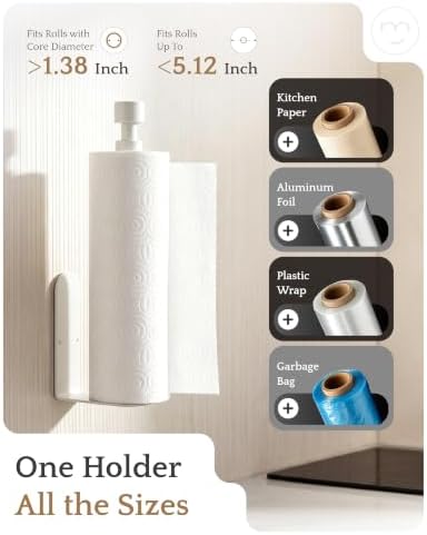 Paper Towel Holder Under Cabinet Adhesive or Drilling White - Image 4