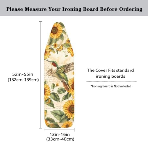 Sunflower Ironing Board Cover, Hummingbird Ironing Board Pad Cover Protector - Image 5