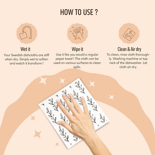 Swedish Dishcloths for Kitchen, 5 Pack Reusable Paper Towels Washable, Super - Image 6