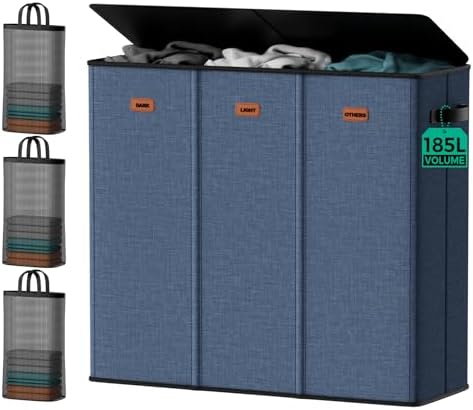 185L Laundry Hamper 3 Section by MECINFUL