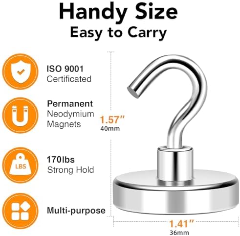 MIKEDE Magnetic Hooks Heavy Duty 170LB+ Strong Magnets Hook - Image 5