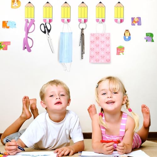 Cinnvoice 6 Pcs Pencil Classroom Decoration Pencil Magnetic Hooks Colorful Wall - Image 6