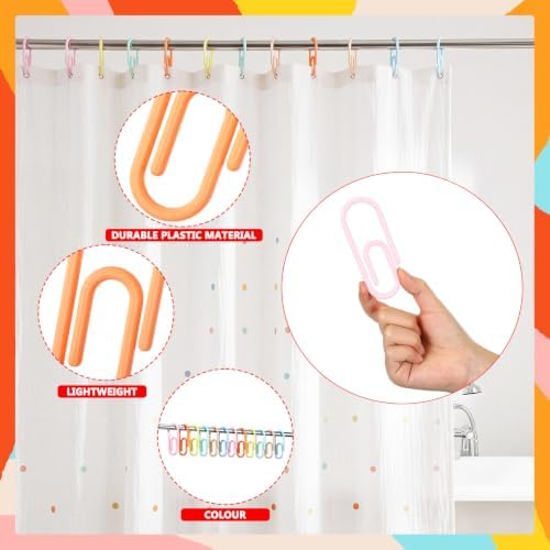 CroBlissful Macaron Color 12 Pcs Jumbo Paper Clips Shower Curtain Hooks Rings - Image 6