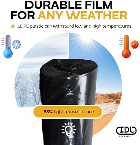 Black Construction Plastic Sheeting 6 mil x 10' x 100' LDPE Film Roll - Image 5