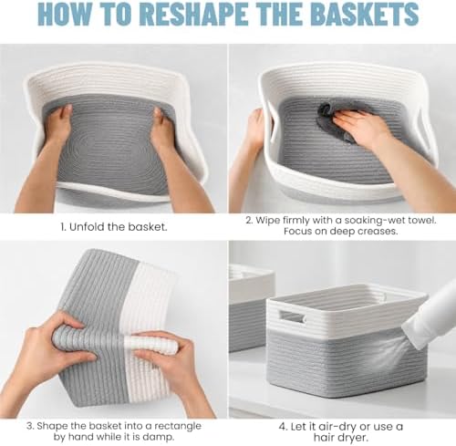 5 Pack Woven Storage Baskets, Decorative Storage Bins - Image 6