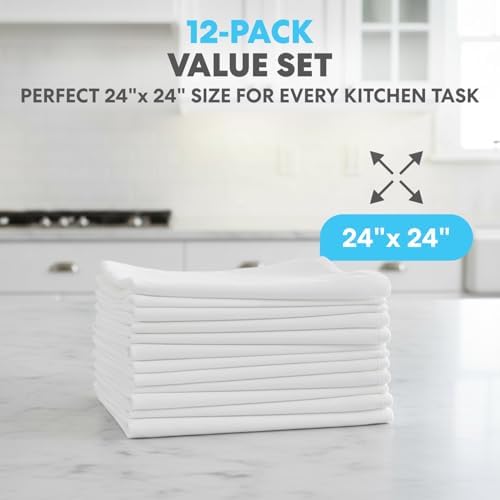 Simpli-Magic Flour Sack Kitchen Towels 24"x24" – 100% Cotton, High Absorbent - Image 2