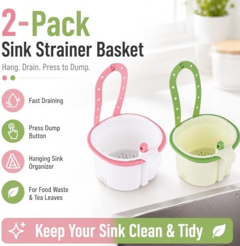 2 Pack Cactus Kitchen Sink Strainer Basket, Hanging Sink Drain Basket - Image 2