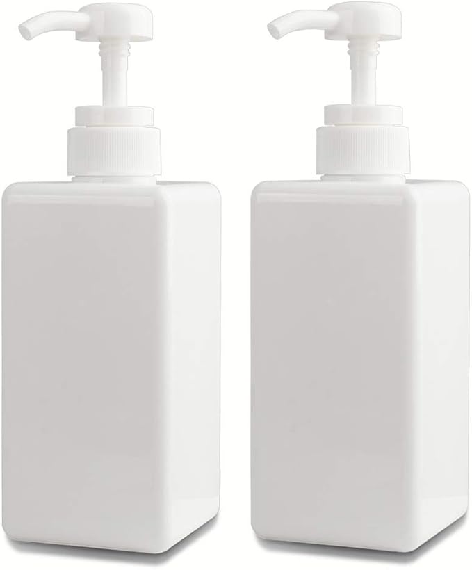 Plastic Pump Bottle Refillable Lotion Soap Dispenser 22oz White 2 Pack | Sturdy by JiatuA