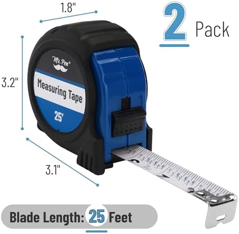 Mr. Pen- Retractable Tape Measure 25 ft, 2 Pack, Dark Blue, Easy Read - Image 2