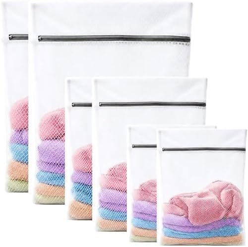6-Pack Honeycomb Zipper Laundry Bags, Durable Mesh Wash Bags by Bekecidi