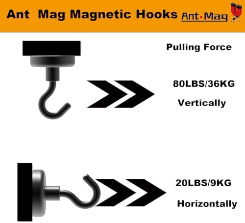 Ant Mag Strong Magnet Hooks for Hanging 80LBS Heavy Duty Neodymium Hooks Used - Image 3