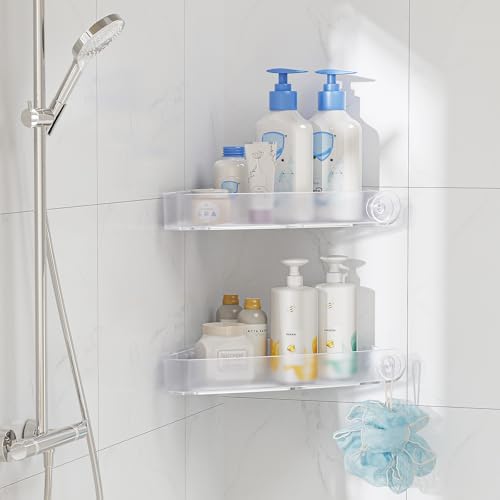 Sotfamily Plastic Shower Caddy Corner, 2 Pack, Frosted Clear - Image 3