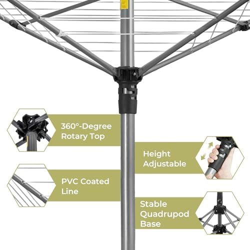 EASI 82 Ft Rotary Clothes Drying Rack - Image 5
