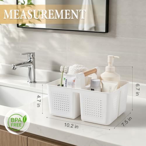 JiatuA Portable Shower Caddy Basket Plastic Caddy Organizer Small White - Image 2