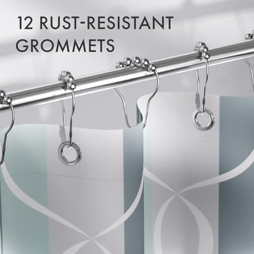 AmazerBath Shower Curtain Sets, Washable Cloth Geometric Green-Grey Stripped - Image 6