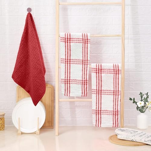 DAN RIVER Red Kitchen Towels, 12 Pack, 16x26 Inches Absorbent Dish Towels - Image 6