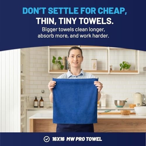 MW PRO Microfiber Cleaning Cloths Dark Blue 12 Pack, 12x12 - Image 3