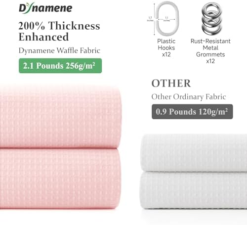 Dynamene Waffle Shower Curtain 256 GSM Heavy Duty Fabric 72"x72" Pink - Image 4