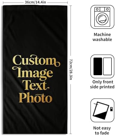Custom Photo Hand Towel Set of 2, Personalized Text/Image/Photo Printed Towels - Image 2
