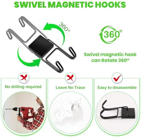 MIKEDE Magnetic Hooks 6Pcs 80lbs+ Magnet Hook Cruise Essentials Black - Image 3