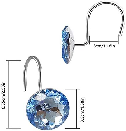 12 Pcs Bling Rhinestones Shower Curtain Hooks Bathroom Rolling Hooks - Image 3