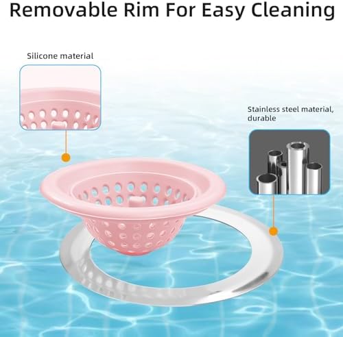 Silicone Strainer for Kitchen Sink, 2 Pack, Stainless Steel Reinforced - Image 6
