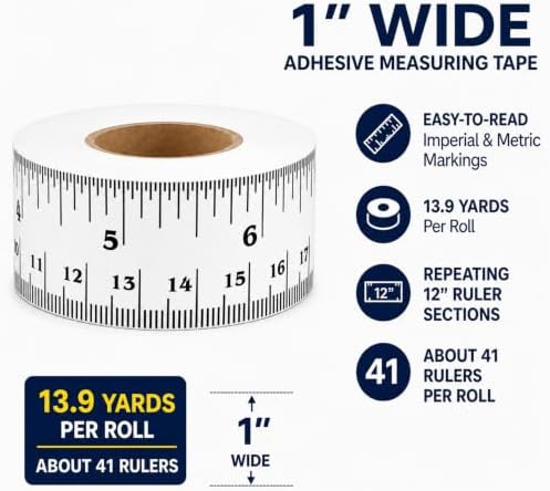 ChromaLabel Adhesive Measuring Tape, 12 Inch Ruler, 1 Inch x 13.9 Yd - Image 2