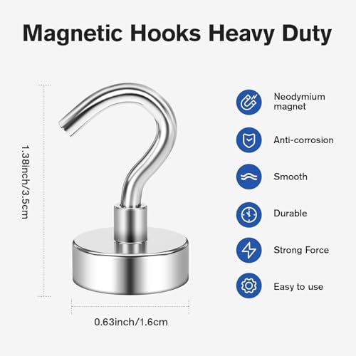 Grtard 500 Pcs Silver Magnetic Hooks Heavy Duty, 30LBS Strong Magnet Hooks - Image 4