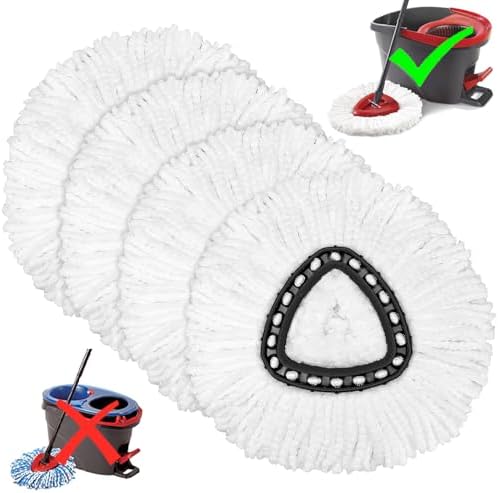 4 Pack Mop Heads Replacements for O-Ceda Easy Wrin Spin System, Microfiber by TidyMonster