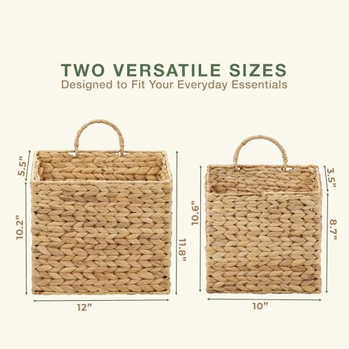 Set of 2 Wicker Hanging Basket for Organizing, Front Door, Flowers - Image 7