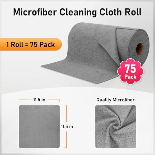 Microfiber Cleaning Cloth Roll, 75 Pack Tear Away Microfiber Towels, Reusable - Image 2