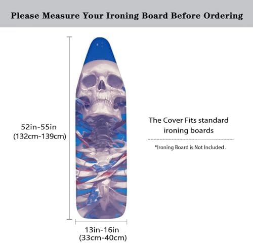 Sugar Skull Ironing Board Cover 15x54 Inch, American Flag July of 4th Elastic - Image 3