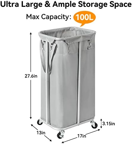 WOWLIVE 100L Rolling Laundry Basket - Image 4