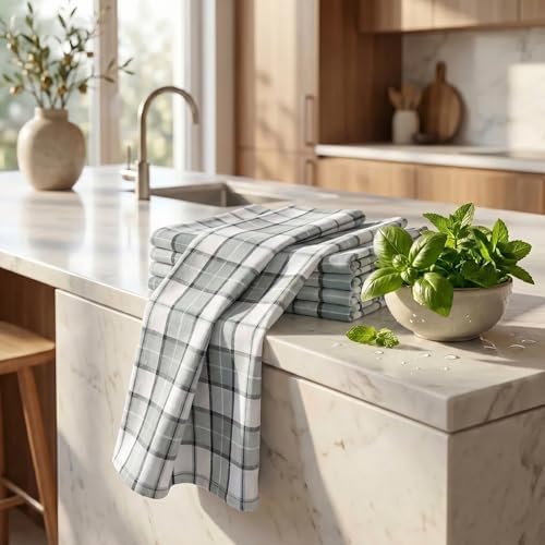 Urban Villa Kitchen Towels Cotton Dish Towels 20”x30” Majestic Checks - Image 6